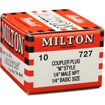 Order M-Style 1/4" (M) NPT x 1/4" 40 CFM Steel Quick Coupler Plug in Box Package, 10 Pieces (Pack of 10) by MILTON INDUSTRIES INC - 727 For Your Vehicle