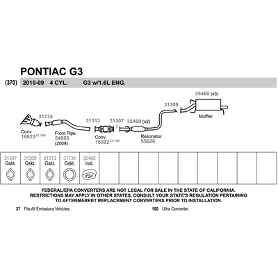 Catalyseur ajustement direct by WALKER - 16592 pa6