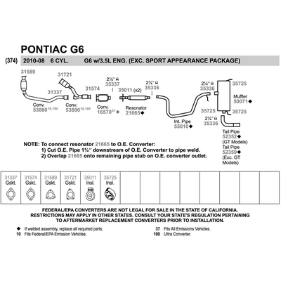 Direct Fit Converter by WALKER - 53890 pa6