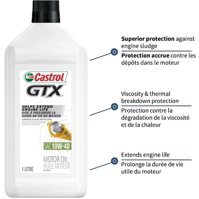 CASTROL Conventional Engine Oil GTX 10W40 , 1L - 0001242 pa12