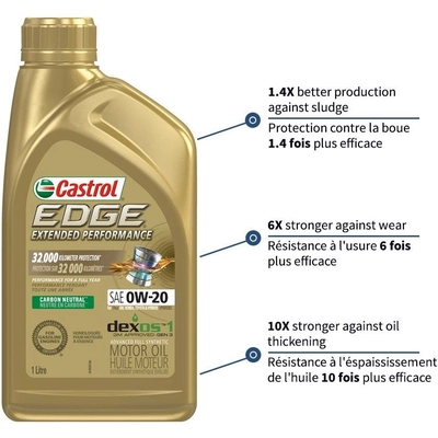 CASTROL Synthetic Engine Oil Edge Extended Performance 0W20 , 1L (Pack of 6) - 0206038 pa3