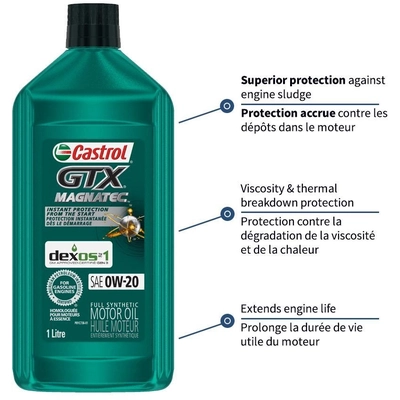 CASTROL Synthetic Engine Oil GTX Magnatec 0W20 , 1L (Pack of 6) - 0220038 pa3