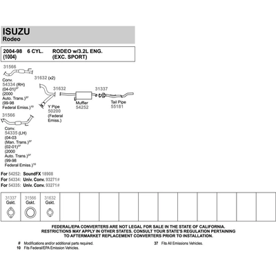 WALKER USA - 31566 - Exhaust Gasket pa28