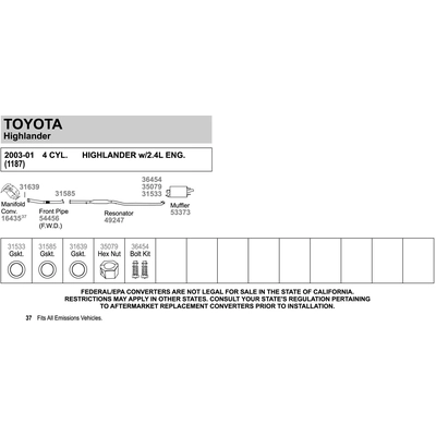 WALKER USA - 31639 - Joint de bride de tuyau d'échappement pa1