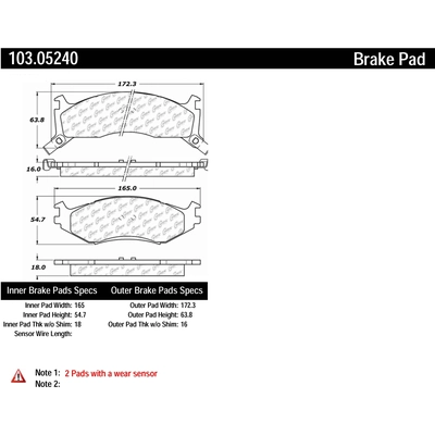 Front Ceramic Pads by CENTRIC PARTS - 103.05240 pa2