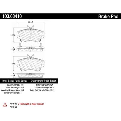 Plaquettes avant en céramique  by CENTRIC PARTS - 103.08410 pa2