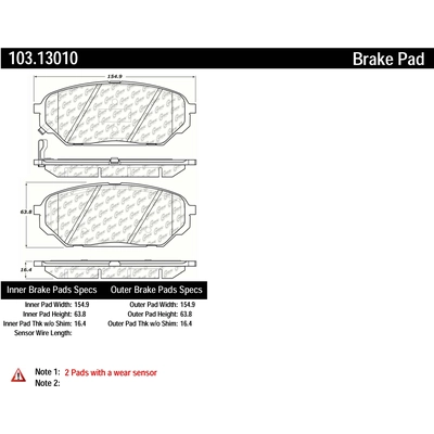 Plaquettes avant en céramique  by CENTRIC PARTS - 103.13010 pa2