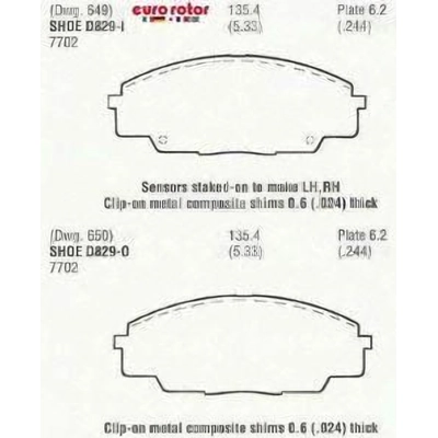 Front Ceramic Pads by EUROROTOR - ID829 pa2