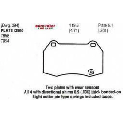 Front Ceramic Pads by EUROROTOR - ID960H pa1