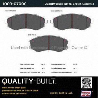 Front Ceramic Pads by QUALITY-BUILT - 1003-0700C pa2