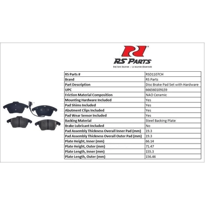 RS PARTS - RSD1107CH - Plaquettes avant en céramique  pa3