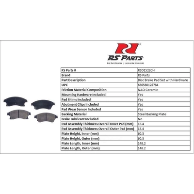 RS PARTS - RSD1522CH - Front Ceramic Pads pa3