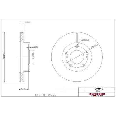 EUROROTOR - TO6140 - Front Solid Disc Brake Rotor pa1