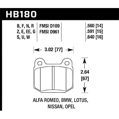 Front High Performance Pads by HAWK PERFORMANCE - HB180F.560 pa28