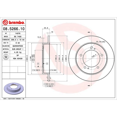 Front Premium Rotor by BREMBO - 08.5266.10 (1 Qty) pa2