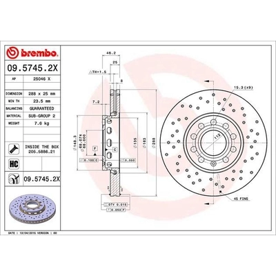 Front Premium Rotor by BREMBO - 09.5745.2X (1 Qty) pa4