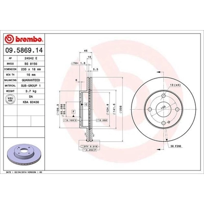 Front Premium Rotor by BREMBO - 09.5869.14 (1 Qty) pa5