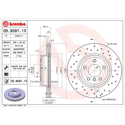 Front Premium Rotor by BREMBO - 09.9581.1X (1 Qty) pa1