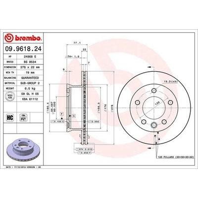 Front Premium Rotor by BREMBO - 09.9618.24 (1 Qty) pa5