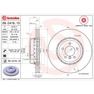 Front Premium Rotor by BREMBO - 09.C419.13 (1 Qty) pa2