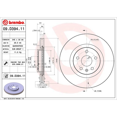 Front Premium Rotor by BREMBO - 09.D394.11 (1 Qty) pa2