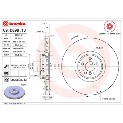 Front Premium Rotor by BREMBO - 09.D898.13 (1 Qty) pa2