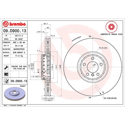 Front Premium Rotor by BREMBO - 09.D900.13 (1 Qty) pa2