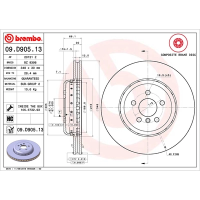 Front Premium Rotor by BREMBO - 09.D905.13 (1 Qty) pa2