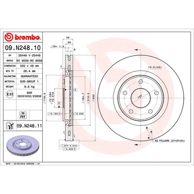 Front Premium Rotor by BREMBO - 09.N248.11 (1 Qty) pa2