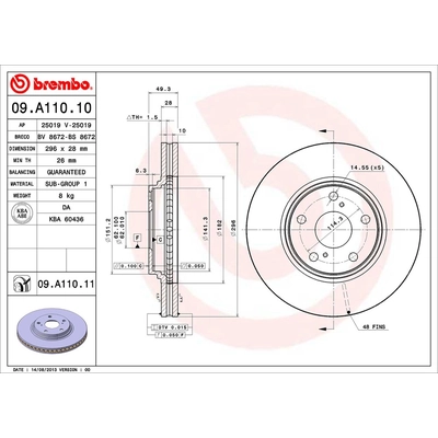 Front Premium Rotor by BREMBO - 09.A110.11 (1 Qty) pa4