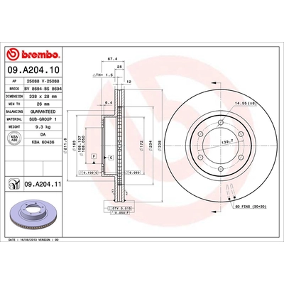 Front Premium Rotor by BREMBO - 09.A204.11 (1 Qty) pa1