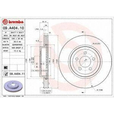 Front Premium Rotor by BREMBO - 09.A404.11 (1 Qty) pa2