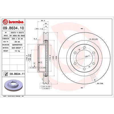 Front Premium Rotor by BREMBO - 09.B634.11 (1 Qty) pa2