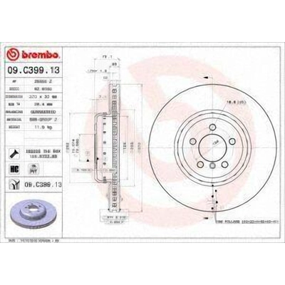 Front Premium Rotor by BREMBO - 09.C399.13 (1 Qty) pa9