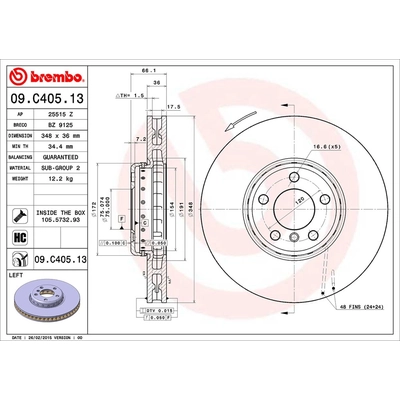 Front Premium Rotor by BREMBO - 09.C405.13 (1 Qty) pa2