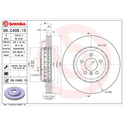 Front Premium Rotor by BREMBO - 09.C409.13 (1 Qty) pa1