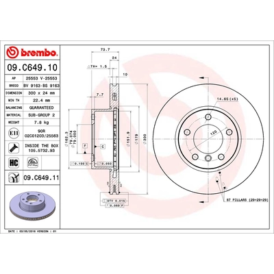 Front Premium Rotor by BREMBO - 09.C649.11 (1 Qty) pa2