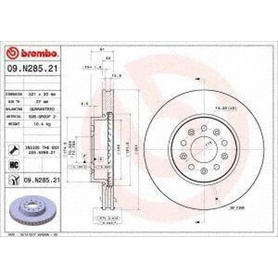 Front Premium Rotor by BREMBO - 09.N285.21 (1 Qty) pa3