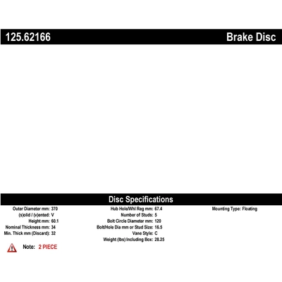 Front Premium Rotor by CENTRIC PARTS - 125.62166 pa1