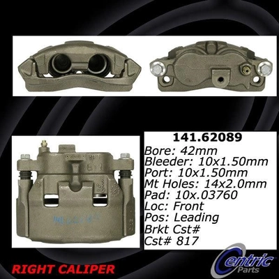 Front Right Rebuilt Caliper With Hardware by CENTRIC PARTS - 141.62089 pa1