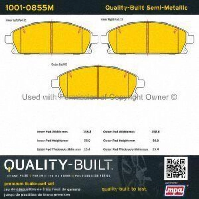 Front Semi Metallic Pads by QUALITY-BUILT - 1001-0855M pa1