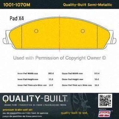 Front Semi Metallic Pads by QUALITY-BUILT - 1001-1070M pa2