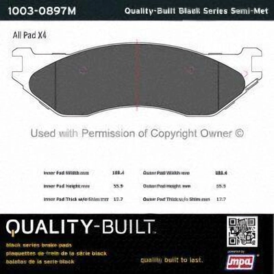 Front Semi Metallic Pads by QUALITY-BUILT - 1003-0897M pa5