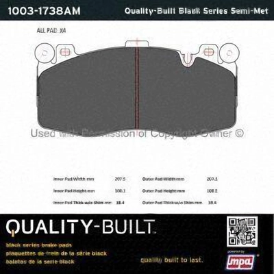 Front Semi Metallic Pads by QUALITY-BUILT - 1003-1738AM pa2