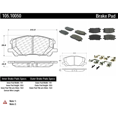 Plaquettes avant en céramique de qualité supérieur  by CENTRIC PARTS - 105.10050 pa6