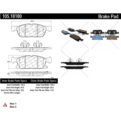 Plaquettes avant en céramique de qualité supérieur  by CENTRIC PARTS - 105.18180 pa1