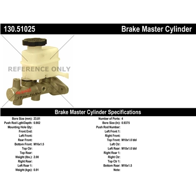 Maître-cylindre neuf by CENTRIC PARTS - 130.51025 pa1