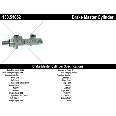 New Master Cylinder by CENTRIC PARTS - 130.51052 pa1