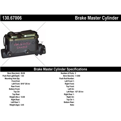 Maître-cylindre neuf by CENTRIC PARTS - 130.67006 pa1