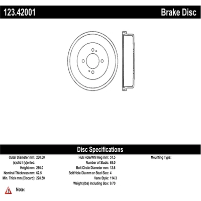 Tambour de frein arrière by CENTRIC PARTS - 123.42001 pa1